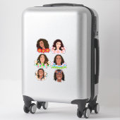 美しいマンガ黒アフリカ人女性フラワーアート シール (スーツケース)