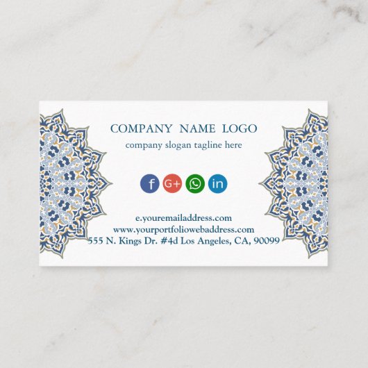 美しいマンダラのソーシャルメディアのブロガー 名刺 (裏面)