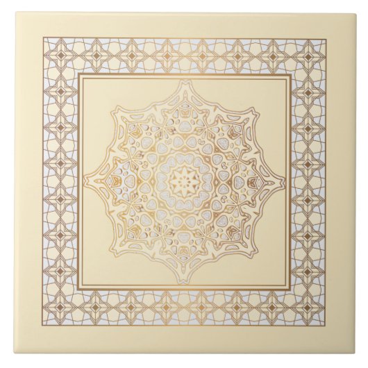 美しいマンダラスクロールデザイン タイル (正面)