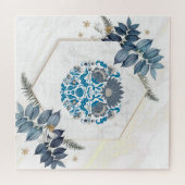 美しいマンダラフローラアート、クリーム背景 ジグソーパズル (横)