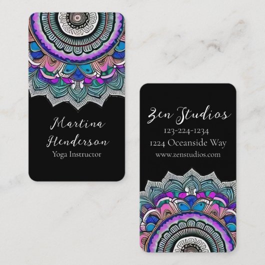 美しいマンダラヨガビジネスカード 名刺 (正面/裏面)