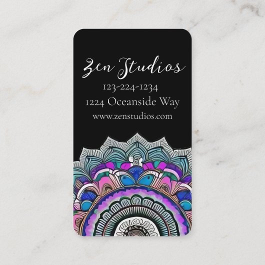 美しいマンダラヨガビジネスカード 名刺 (裏面)