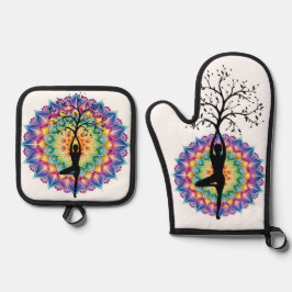 美しいマンダラ余悟と瞑想 鍋つかみ&鍋敷きセット