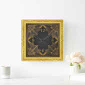 美しいマンダラ金ゴールド スクエア壁時計 (ホーム)
