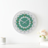 美しいマンダラ　ホワイト ラージ壁時計 (ホーム)