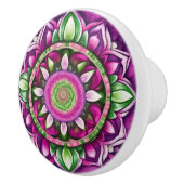 美しいマンダラ、紫、ピンク、緑 セラミックノブ (右)