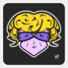 美しいマークとメガネv2の漫画の女性 スクエアシール