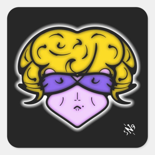 美しいマークとメガネv2の漫画の女性 スクエアシール (正面)