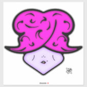 美しいマークと帽子v1の漫画の女性 シール (シート)