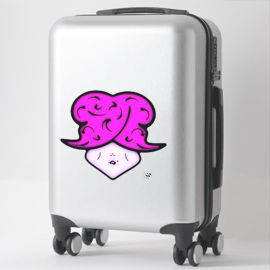 美しいマークと帽子v1の漫画の女性 シール (スーツケース)