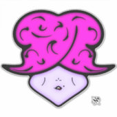 美しいマークと帽子v1の漫画の女性 シール (正面)