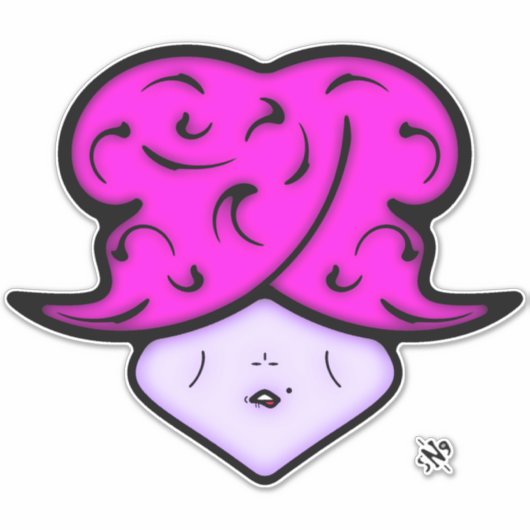 美しいマークと帽子v1の漫画の女性 シール (正面)