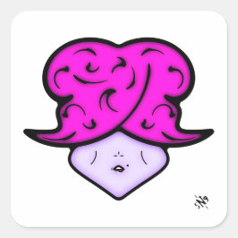 美しいマークと帽子v1の漫画の女性 スクエアシール