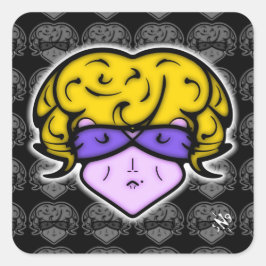 美しいマークと眼鏡を持つ漫画の女性v2.1 スクエアシール