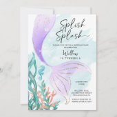 美しいマーメイドガールバースデーパーティー 招待状 (正面)