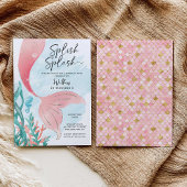 美しいマーメイドガールバースデーパーティー 招待状