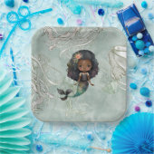 美しいマーメイドジェリークリームグリーン誕生日 ペーパープレート (パーティー)