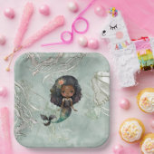 美しいマーメイドジェリークリームグリーン誕生日 ペーパープレート (パーティー)