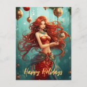 美しいマーメイドハッピーホリデーズクリスマス シーズンポストカード (正面)