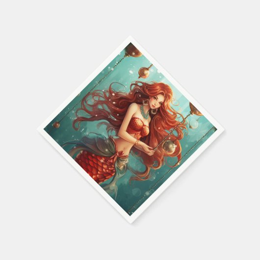 美しいマーメイドハッピーホリデーズクリスマス スタンダードカクテルナプキン (角)