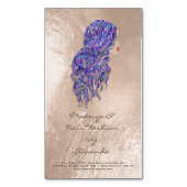 美しいマーメイドパープルアドレスメイクアップ美容師 マグネット名刺 (正面縦)