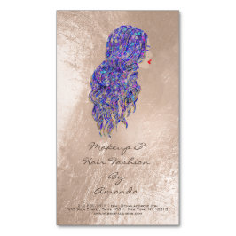 美しいマーメイドパープルアドレスメイクアップ美容師 マグネット名刺