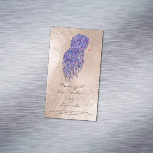 美しいマーメイドパープルアドレスメイクアップ美容師 マグネット名刺 (インサイチュ)