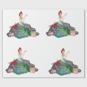 美しいマーメイドホリデークリスマス ラッピングペーパー (フラット)