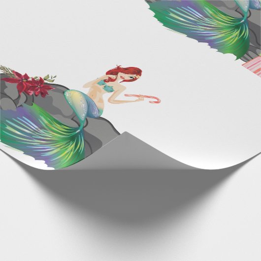 美しいマーメイドホリデークリスマス ラッピングペーパー (角)