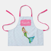 美しいマーメイドライトブルーホワイト水玉模様 エプロン (正面)