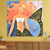 美しいマーメイド抽象芸術デジ絵画タル キャンバスプリント (インサイチュ (リビング))