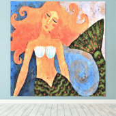 美しいマーメイド抽象芸術デジ絵画タル キャンバスプリント (インサイチュ (ウッドフロア))
