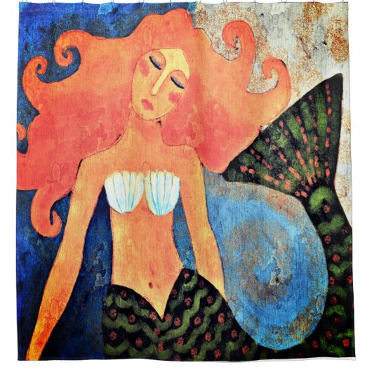 美しいマーメイド抽象芸術 シャワーカーテン (正面)