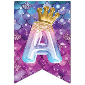 美しいマーメイド誕生日バルーンフォイル文字 バンティングフラッグ (第3の旗)