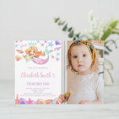 美しいマーメイド誕生日招待状と写真 招待状 (スタンド正面)