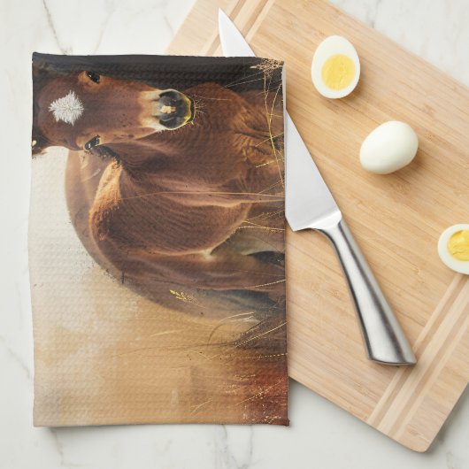 美しいマーレとフォア絵を描ル キッチンタオル (四つ折り)