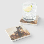 美しいマーレとフォア絵を描ル ストーンコースター (横)