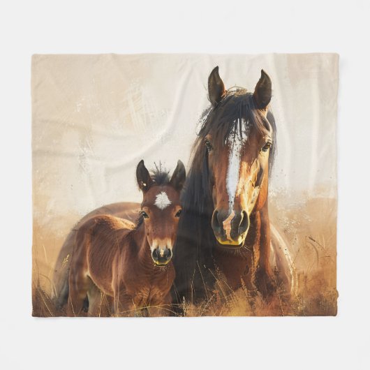 美しいマーレとフォア絵を描ル フリースブランケット (正面(横))