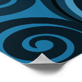 美しいミディアムブルーのシダのフロンドカールのポスター ポスター (角)