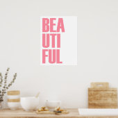 美しいミニマリストピンクタイポグラフィ ポスター (キッチン)