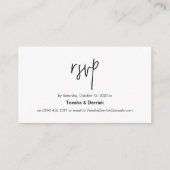 美しいミニマリズムの黒いインク、ウェディングRSVP エンクロージャーカード (正面)