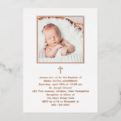 美しいミニマリズム写真バプテスマ | ローズゴールド 箔招待状 (正面)