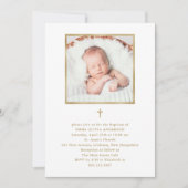 美しいミニマリズム | フェイク金ゴールド写真バプテスマ 招待状 (正面)