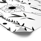 美しいミニマルなブラックインクフラワーガーデン ポスター (角)