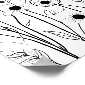 美しいミニマルなブラックインクフラワーガーデン ポスター (角)