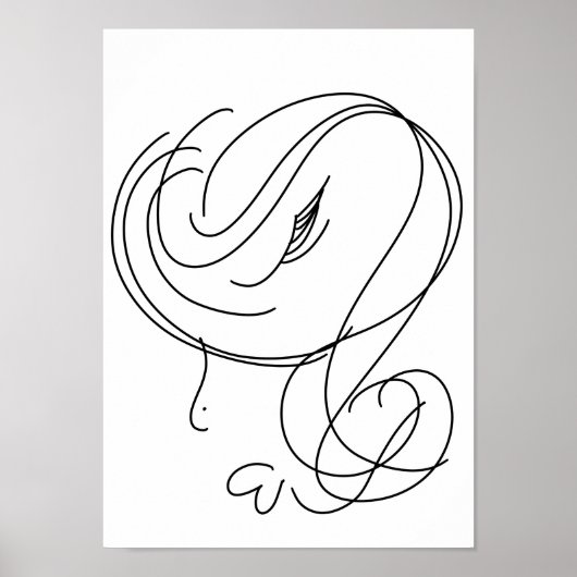 美しいミニマルの女性ラインアート ポスター (正面)