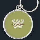 美しいミニマルスタイリッシュリストとギフトMonogramスクリプト キーホルダー<br><div class="desc">家族シンプル名のスタイリッシュ付いたデザイン。</div>