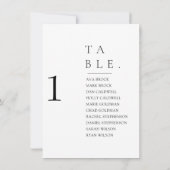美しいミニマルテーブル番号座席表 招待状 (裏面)