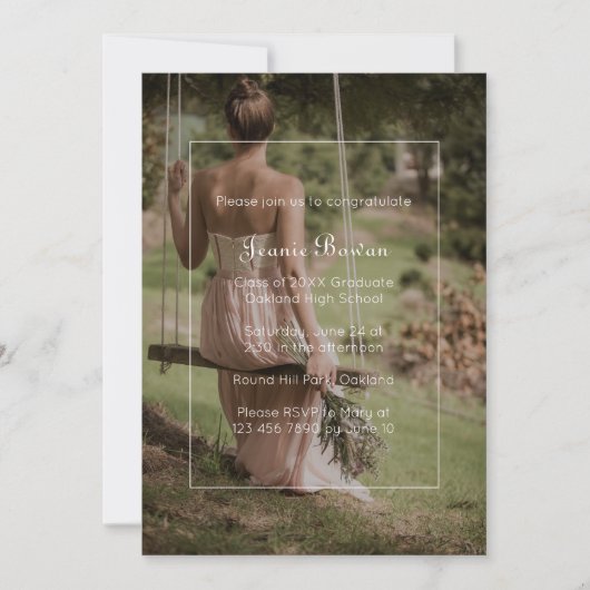 美しいミニマル卒業式パーティーの写真 招待状 (正面)