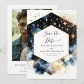 美しいミニマル結婚リスト セーブザデート (正面/裏面)